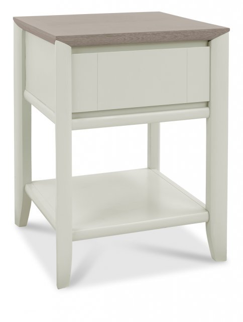 Palermo Grey Washed Oak & Soft Grey Lamp Table With Drawer Palermo Grey Washed Oak & Soft Grey Lamp Table With Drawer