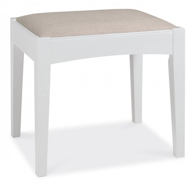 Hampstead White Stool - Pebble Grey Fabric Hampstead White Stool - Pebble Grey Fabric