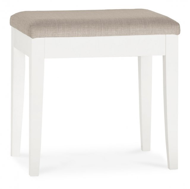 Rivendell White Stool - Pebble Grey Fabric Rivendell White Stool - Pebble Grey Fabric