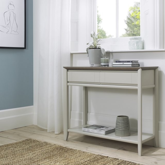 Bergen Grey Washed Oak & Soft Grey Console Table With Drawer Bergen Grey Washed Oak & Soft Grey Console Table With Drawer
