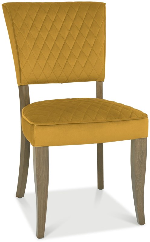 Logan Fumed Oak Upholstered Chair   Mustard Velvet Fabric  2