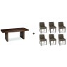 Akita Walnut Dining Set A - Table & 6 Chairs