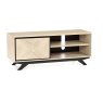 Brunel Chalk Oak & Gunmetal Narrow Entertainment Unit