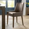 Ella Dark Oak Scoop Back Chair - Distressed Bonded Leather (Pair)