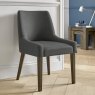 Ella Dark Oak Scoop Back Chair - Cold Steel Fabric (Pair)