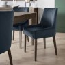 Ella Dark Oak Scoop Back Chair - Dark Blue Velvet Fabric (Pair)