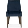 Ella Dark Oak Scoop Back Chair - Dark Blue Velvet Fabric (Pair) Ella Dark Oak Scoop Back Chair - Dark Blue Velvet Fabric (Pair)