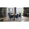 Ella Dark Oak Scoop Back Chair - Dark Blue Velvet Fabric (Pair) Ella Dark Oak Scoop Back Chair - Dark Blue Velvet Fabric (Pair)