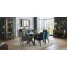 Ella Dark Oak Scoop Back Chair - Dark Blue Velvet Fabric (Pair) Ella Dark Oak Scoop Back Chair - Dark Blue Velvet Fabric (Pair)