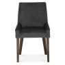 Ella Dark Oak Scoop Back Chair - Gun Metal Velvet Fabric (Pair) Ella Dark Oak Scoop Back Chair - Gun Metal Velvet Fabric (Pair)