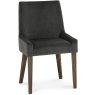 Ella Dark Oak Scoop Back Chair - Gun Metal Velvet Fabric (Pair) Ella Dark Oak Scoop Back Chair - Gun Metal Velvet Fabric (Pair)