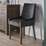 Ella Dark Oak Scoop Back Chair - Gun Metal Velvet Fabric (Pair)