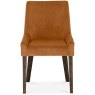 Ella Dark Oak Scoop Back Chair - Harvest Pumpkin Velvet Fabric (Pair) Ella Dark Oak Scoop Back Chair - Harvest Pumpkin Velvet Fabric (Pair)