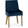 Ella Light Oak Scoop Back Chair - Dark Blue Velvet Fabric (Pair) Ella Light Oak Scoop Back Chair - Dark Blue Velvet Fabric (Pair)