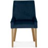 Ella Light Oak Scoop Back Chair - Dark Blue Velvet Fabric (Pair) Ella Light Oak Scoop Back Chair - Dark Blue Velvet Fabric (Pair)