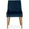 Ella Light Oak Scoop Back Chair - Dark Blue Velvet Fabric (Pair) Ella Light Oak Scoop Back Chair - Dark Blue Velvet Fabric (Pair)