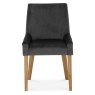 Ella Light Oak Scoop Back Chair - Gun Metal Velvet Fabric (Pair) Ella Light Oak Scoop Back Chair - Gun Metal Velvet Fabric (Pair)