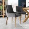 Ella Light Oak Scoop Back Chair - Gun Metal Velvet Fabric (Pair)