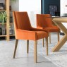 Ella Light Oak Scoop Back Chair - Harvest Pumpkin Velvet Fabric (Pair)