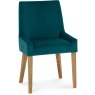 Ella Light Oak Scoop Back Chair - Sea Green Velvet Fabric (Pair) Ella Light Oak Scoop Back Chair - Sea Green Velvet Fabric (Pair)