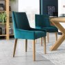 Ella Light Oak Scoop Back Chair - Sea Green Velvet Fabric (Pair)