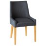 Ella Oak Scoop Back Chair - Steel Fabric (Single)