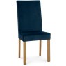 Parker Light Oak Square Back Chair - Dark Blue Velvet Fabric (Pair)