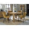 Turin Light Oak 4-6 Seater Table & 4 Kent Mustard Velvet Chairs - Black Legs Turin Light Oak 4-6 Seater Table & 4 Kent Mustard Velvet Chairs - Black Legs