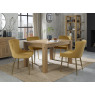 Turin Light Oak 4-6 Seater Table & 4 Kent Mustard Velvet Chairs - Gold Legs Turin Light Oak 4-6 Seater Table & 4 Kent Mustard Velvet Chairs - Gold Legs