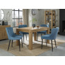 Turin Light Oak 4-6 Seater Table & 4 Kent Petrol Blue Velvet Chairs - Black Legs