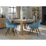 Turin Light Oak 4-6 Seater Table & 4 Oxford Petrol Blue Velvet Chairs Turin Light Oak 4-6 Seater Table & 4 Oxford Petrol Blue Velvet Chairs