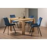 Turin Light Oak 4-6 Seater Table & 4 Fontana Blue Velvet Chairs Turin Light Oak 4-6 Seater Table & 4 Fontana Blue Velvet Chairs