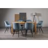 Turin Light Oak 6 Seater Table & 6 Oxford Petrol Blue Velvet Chairs