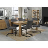 Turin Light Oak 6-10 Seater Table & 6 Lewis Distressed Dark Grey Fabric Cantilever Chairs Turin Light Oak 6-10 Seater Table & 6 Lewis Distressed Dark Grey Fabric Cantilever Chairs