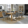 Turin Light Oak 6-10 Seater Table & 8 Kent Grey Velvet Chairs - Gold Legs