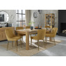 Turin Light Oak 6-10 Seater Table & 8 Kent Mustard Velvet Chairs - Gold Legs