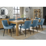 Turin Light Oak 6-10 Seater Table & 8 Kent Petrol Blue Velvet Chairs - Black Legs Turin Light Oak 6-10 Seater Table & 8 Kent Petrol Blue Velvet Chairs - Black Legs