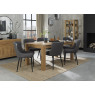 Turin Light Oak 6-8 Seater Table & 6 Kent Dark Grey Faux Leather Chairs - Black Legs