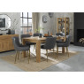 Turin Light Oak 6-8 Seater Table & 6 Kent Dark Grey Faux Leather Chairs - Gold Legs Turin Light Oak 6-8 Seater Table & 6 Kent Dark Grey Faux Leather Chairs - Gold Legs