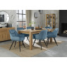 Turin Light Oak 6-8 Seater Table & 6 Oxford Petrol Blue Velvet Chairs Turin Light Oak 6-8 Seater Table & 6 Oxford Petrol Blue Velvet Chairs