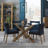 Turin Light Oak Low Back Uph Chair - Dark Blue Velvet Fabric (Pair) Turin Light Oak Low Back Uph Chair - Dark Blue Velvet Fabric (Pair)