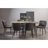 Vintage Weathered Oak 6-8 Seater Table & 6 Kent Dark Grey Faux Leather Chairs - Black Legs