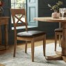 Westbury Rustic Oak X Back Chair - Espresso Faux Leather (Pair)