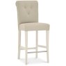 Ashley Antique White Uph Bar Stool - Ivory Bonded Leather (Pair)