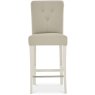 Ashley Antique White Uph Bar Stool - Ivory Bonded Leather (Single) Ashley Antique White Uph Bar Stool - Ivory Bonded Leather (Single)