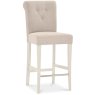 Ashley Antique White Uph Bar Stool - Sand Colour Fabric (Pair)