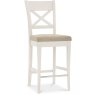 Ashley Antique White X Back Bar Stool - Sand Colour Fabric (Pair)