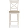 Ashley Antique White X Back Bar Stool - Sand Colour Fabric (Pair) Ashley Antique White X Back Bar Stool - Sand Colour Fabric (Pair)