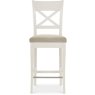 Ashley Antique White X Back Bar Stool - Sand Colour Fabric (Single) Ashley Antique White X Back Bar Stool - Sand Colour Fabric (Single)