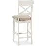 Ashley Antique White X Back Bar Stool - Sand Colour Fabric (Single) Ashley Antique White X Back Bar Stool - Sand Colour Fabric (Single)